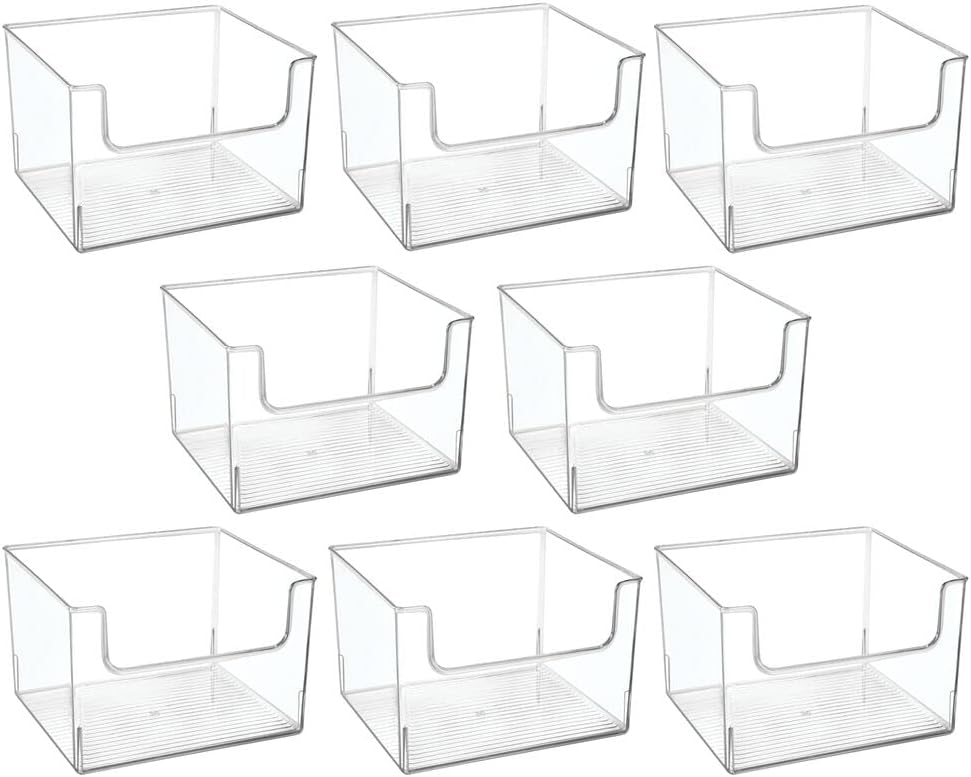 mDesign Modern Plastic Open Front Dip Storage Organizer Bin Basket for Home Office Organization - Shelf, Cubby, Cabinet