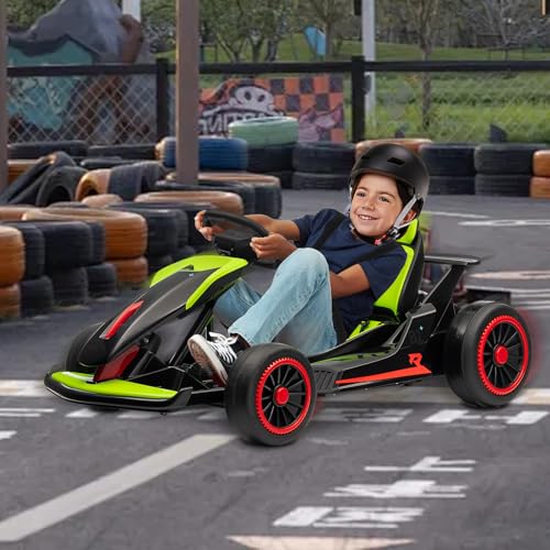 24V Go Kart for Kids, Electric Drift Kart with 2X200W Motor, 7AH Battery, Drift Function, Electric Pedals, and Safety Belt