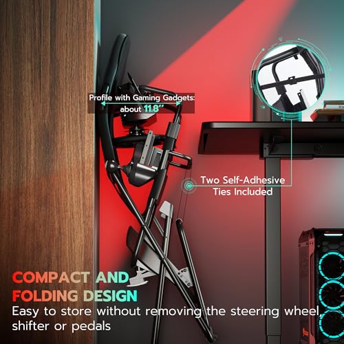 ARES WING Foldable Racing Simulator Cockpit, Racing Wheel Stand with Seat, Formula and GT Sim Racing Cockpit Compatible with Fanatec, Thrustmaster