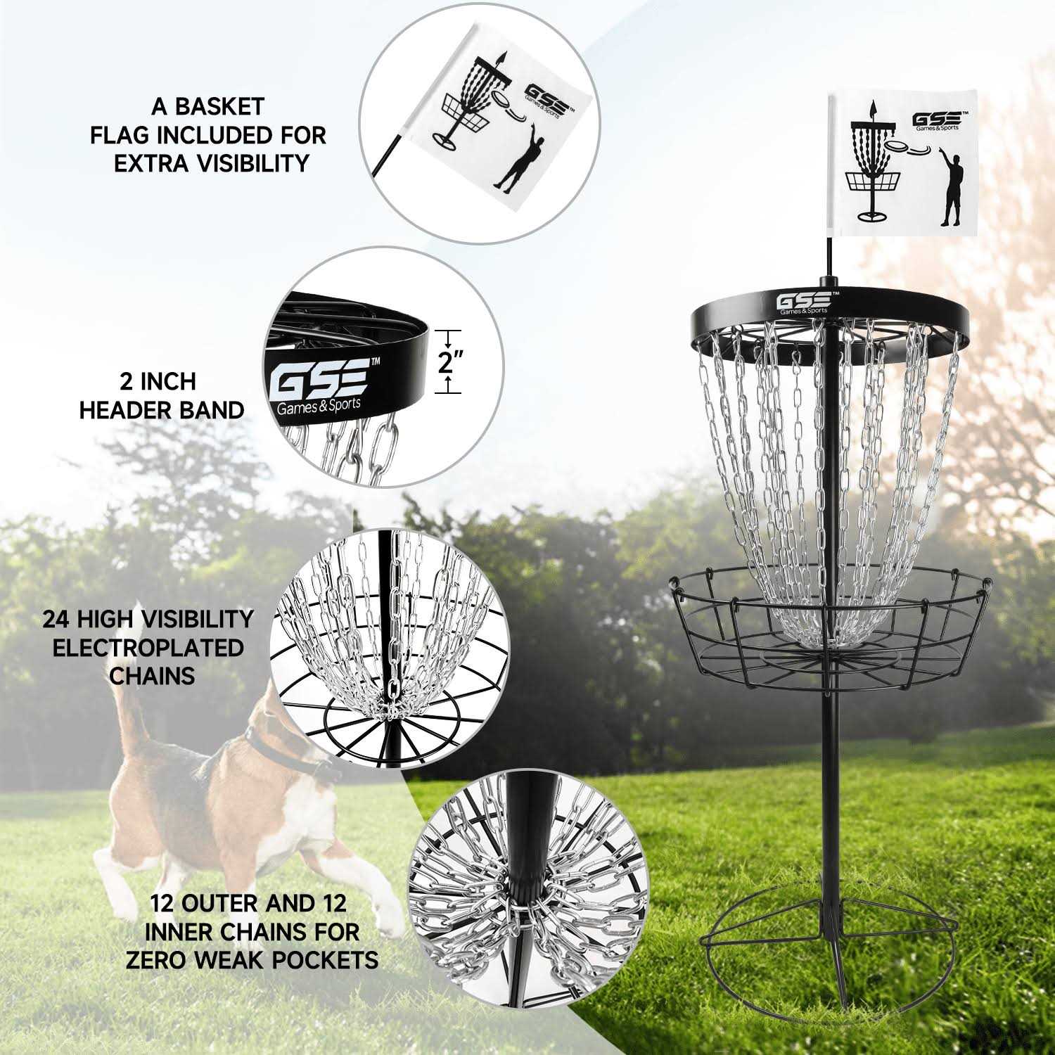 GSE Games &amp; Sports Expert GSE Professional Portable 24-Chain Disc Golf Targets Basket - Sports Supplies Online Store