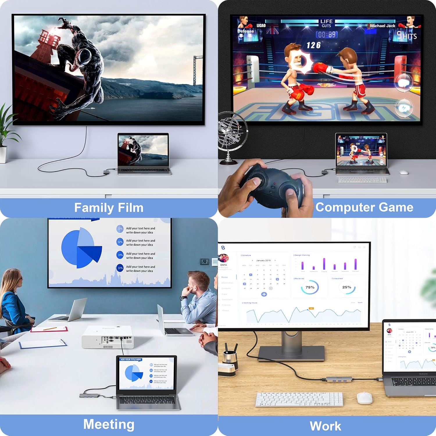 Docking Station for MacBook Pro Air, USB C Docking Station Dual Monitor,Dual HDMI Adapter Hub for Mac MacBook Pro with 2 HDMI(4K @60Hz), 3USB3.0