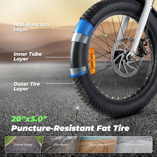 isinwheel U1 Electric Bike, 500W Motor, 20 mph, Folding Ebike, 14"/16"/20" Adults Electric Bicycles, 280.8Wh Battery, 25 Miles PAS Range, Black