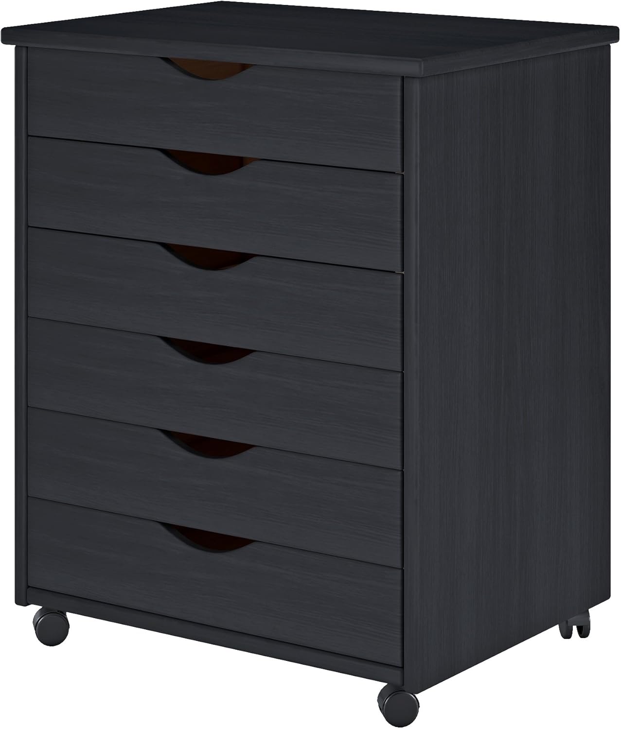 ADEPTUS 6 Drawer Roll Cart Solid Wood, Black