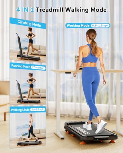 2025 Upgrade Walking Pad Treadmill with 8% Incline & Handle Bar, 3.5HP Portable Treadmill for Home Small