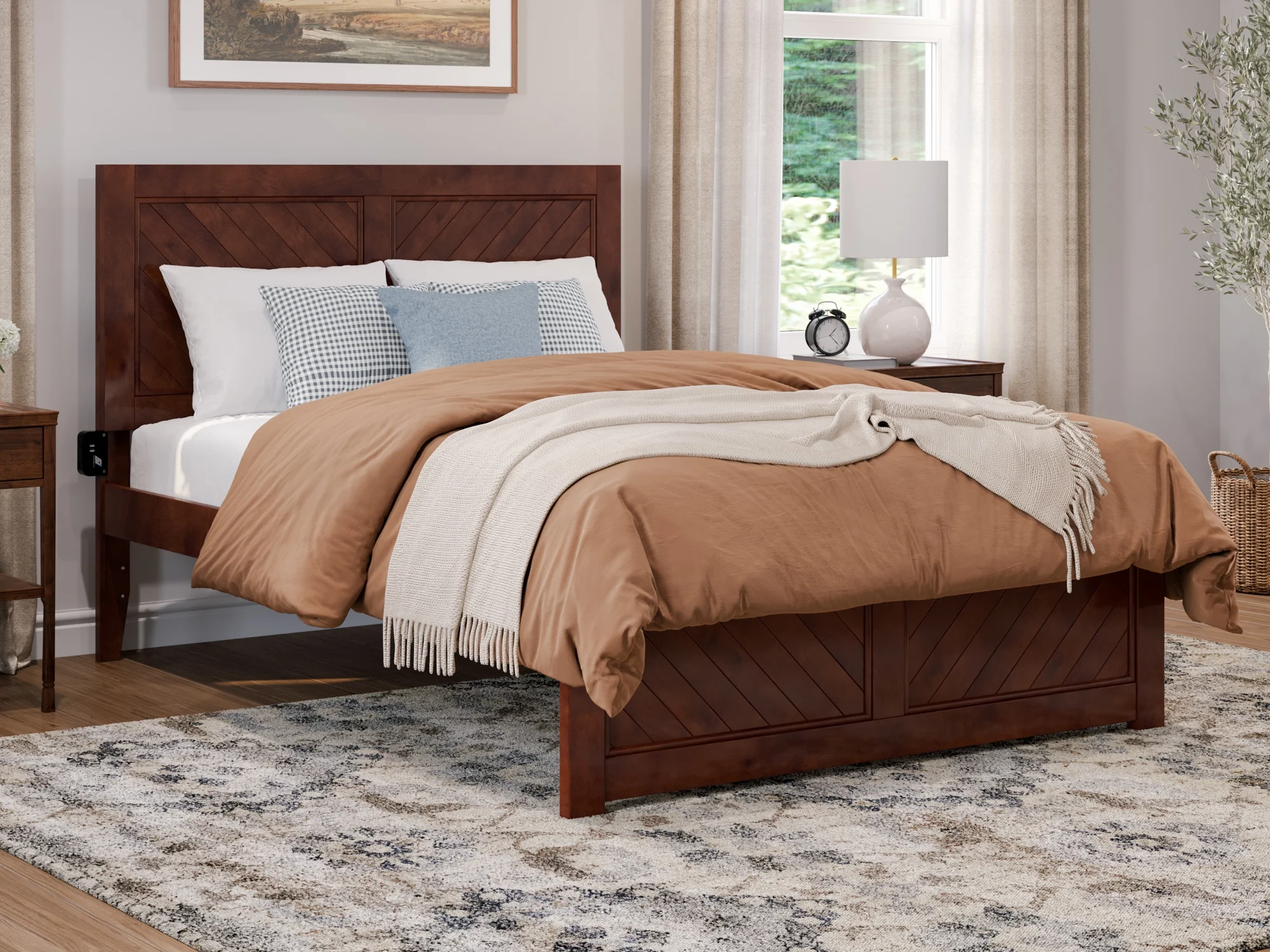 AFI Canyon Walnut Solid Wood Platform Bed with Matching Footboard, Full