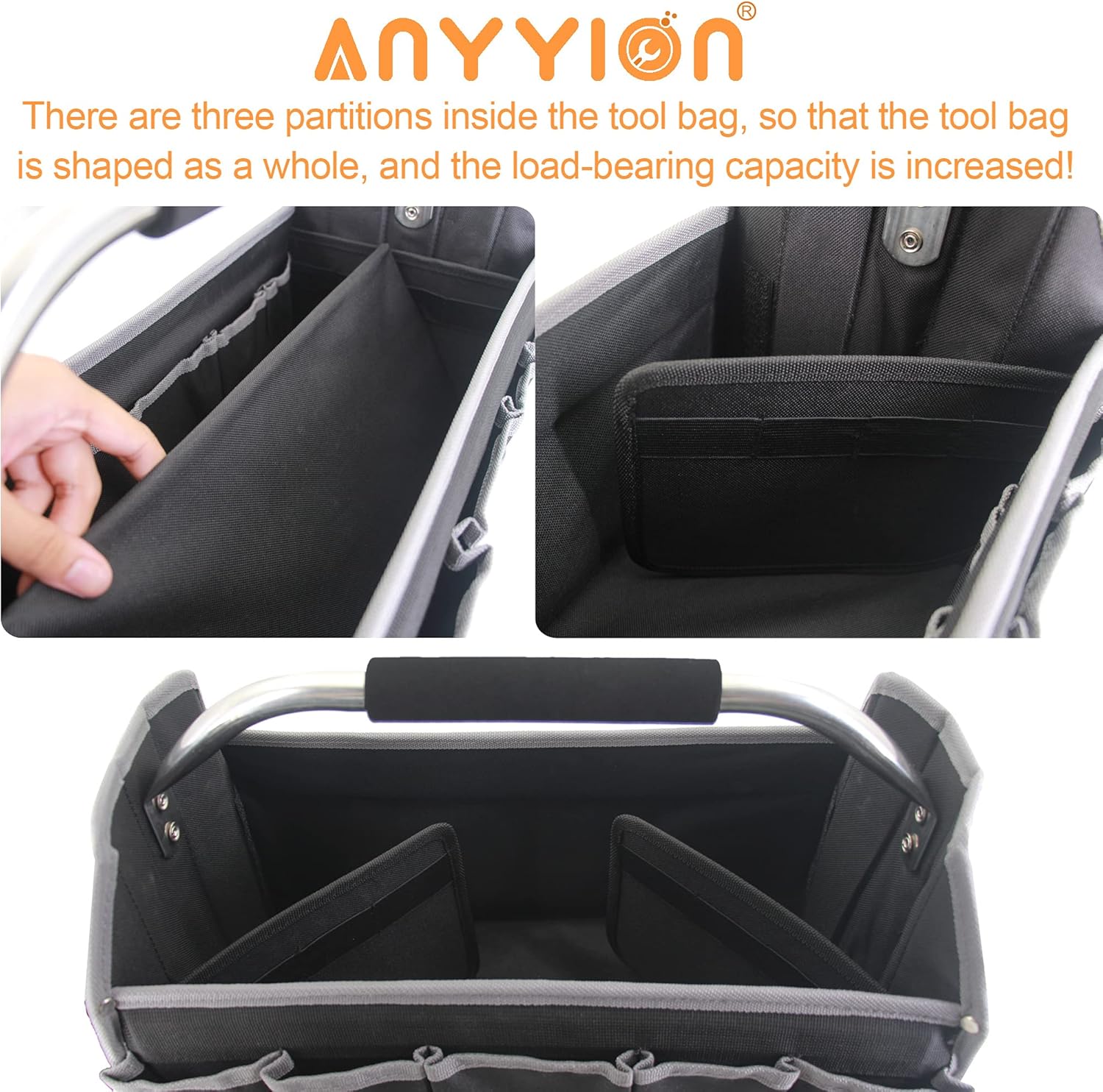 Anyyion 16.5in Tool Bag, Electrician Tool Bag, Open Top Tool Bags, Many Pockets Can Hold Many Tools, More Convenient to Carry Tools
