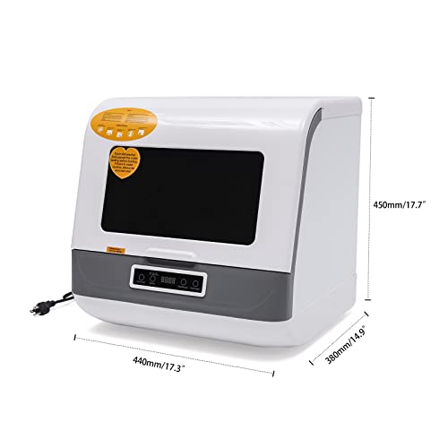 Compact Dishwasher 1200W Mini Portable Countertop Dishwasher 3/4 Washing Program Deep Cleaning for Small Apartments, Dorms and RV