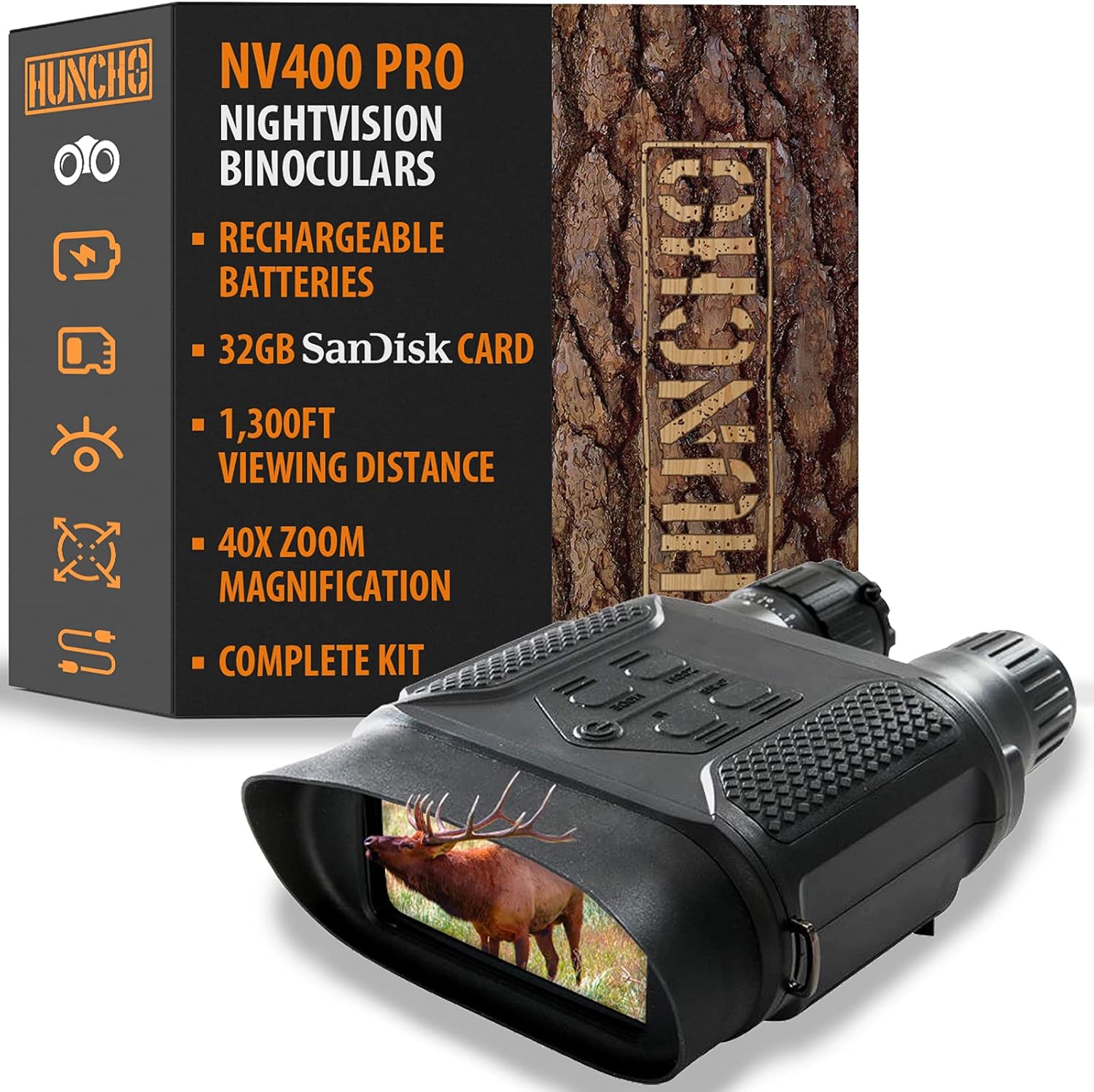 Infrared Digital Night Vision Binoculars, Rechargeable, 40X Zoom & 1300ft Viewing Distance. Night Vision Goggles for Adults for Hunting, Spy