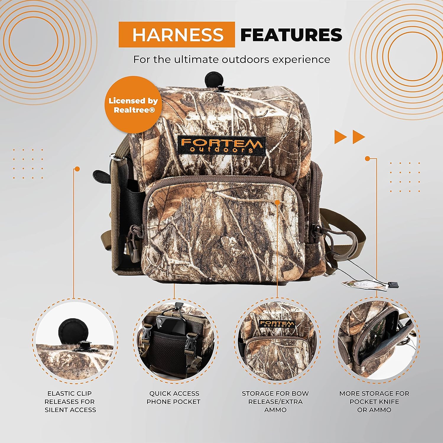 Fortem Outdoors Bino Harness Chest Pack Binocular Harness Bag for Hunting and Rangefinder Case Hunting Pack for Bird Watching, Travel, Hunting