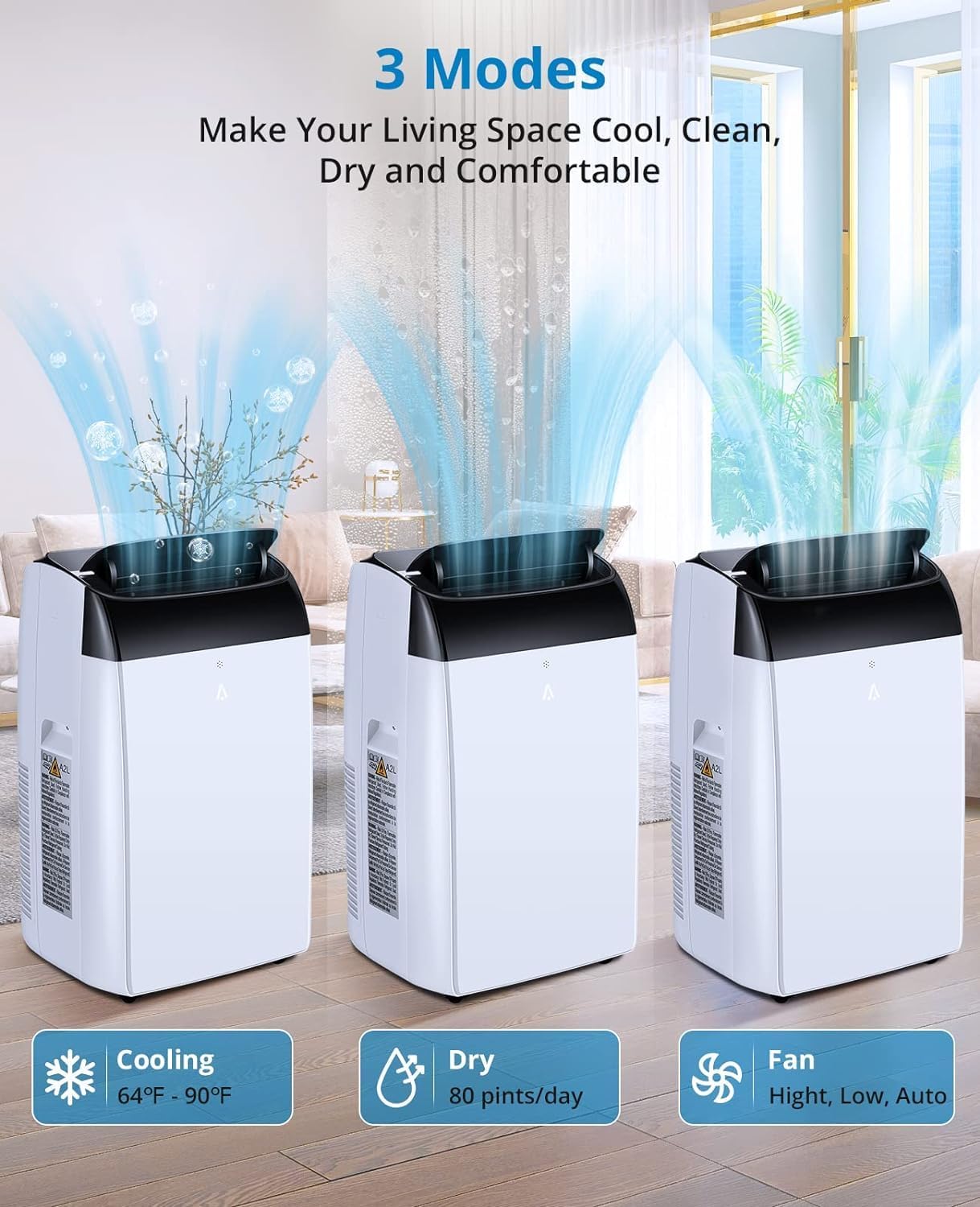 14000btu Portable Air Conditioner Up to 750 Sq. 3-in-1 Portable AC with Remote Control and 24H Timer,Built-in Dehumidifier, Energy Savings