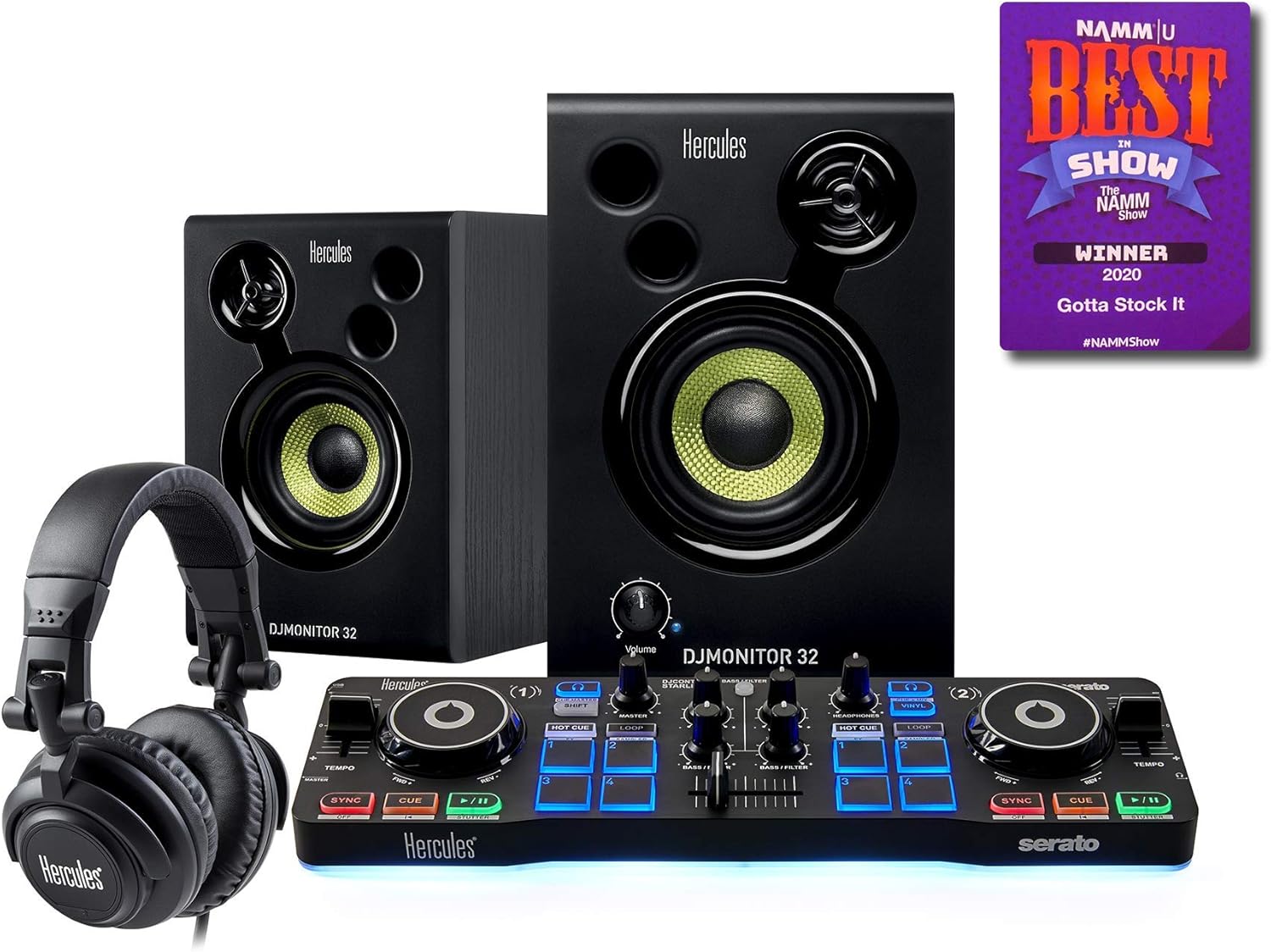 Hercules DJControl Starlight - 2-Deck DJ Controller, 4780890, Serato DJ Lite Software, Hercules DJ Monitor 32 Speakers, Headphones, USB Connectivity