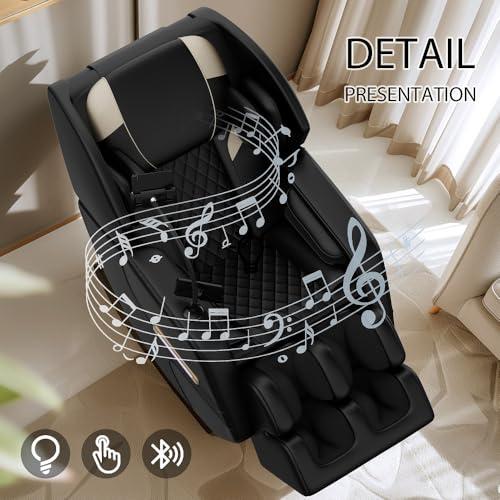 Massage Chair Full Body, 6 Fixed Massage Rollers, Zero Gravity Massage Chair Recliner with Air Pressure, Lumbar and Leg Heating, Foot Roller
