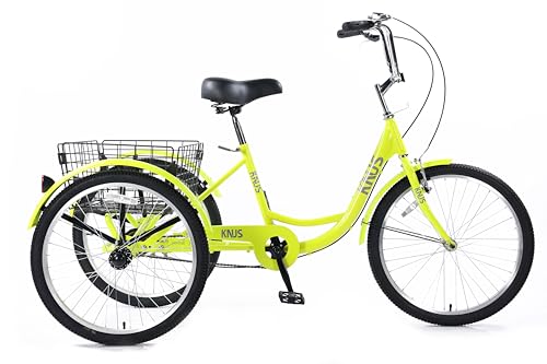 KNUS Adult Single Speed Cargo Tricycles,Adult Trikes 26 inch 3 Wheel Bikes for Adults