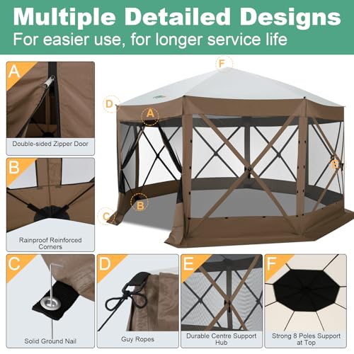 COBIZI 12x12ft Pop up Gazebo Screen Tent Screen House for Camping, Camping Outdoor Screened Gazebo, Canopy Tent