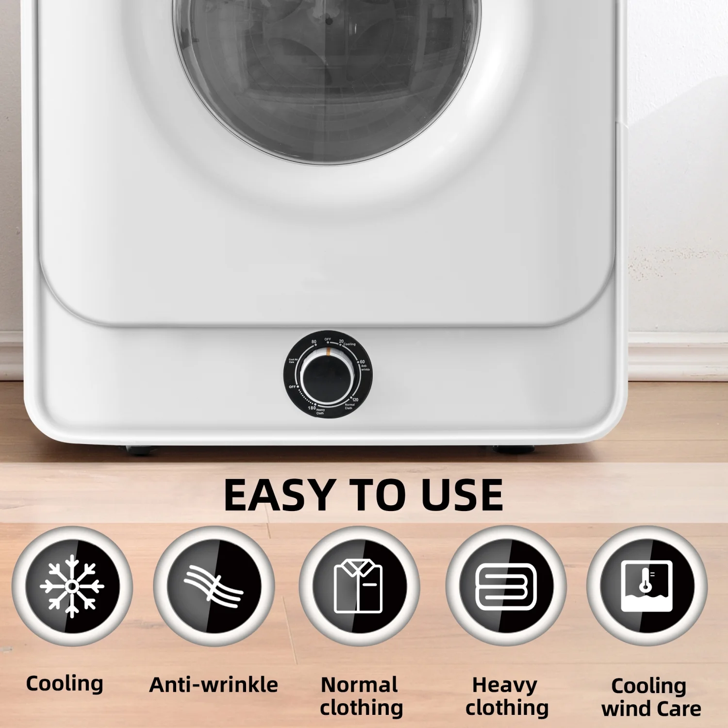 Churanty Portable Clothes Dryer Machine 850W, Electric Laundry Dryer Machine 1.95 Cu.ft, Front Load with Stainless Steel Drum, Multi-Filtration