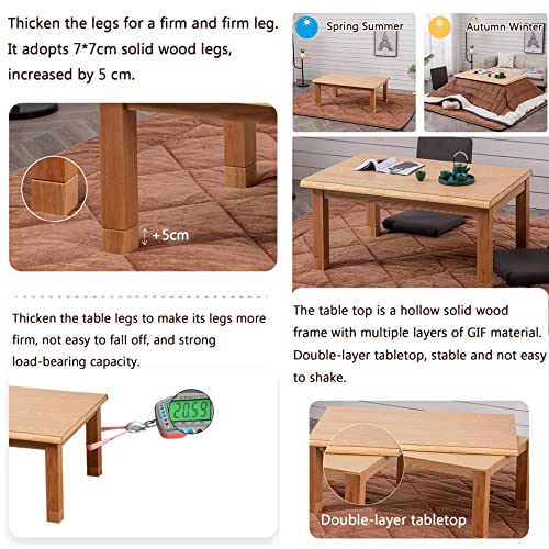 Japanese Desk,Kotatsu Table with Heater and Blanket,Coffee Tables Set for Living Room,Tatami Futon Tea Stove Table