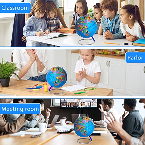 13" World Globe with Stand, 720° Swivels in All Directions, Stainless Steel Stand