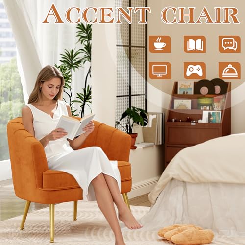 Andeworld Velvet Accent Chair, Upholstered Modern Single Sofa Side Chair