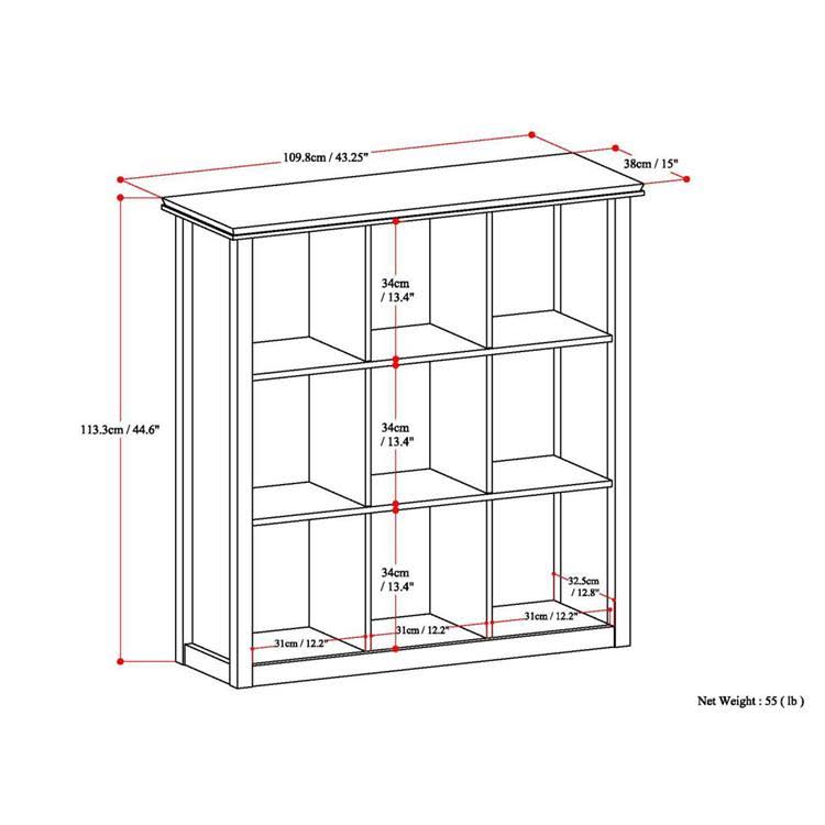 Simpli Home Artisan Solid Wood 45-inch x 43-Inch Contemporary 9 Cube Bookcase and Storage Unit in White