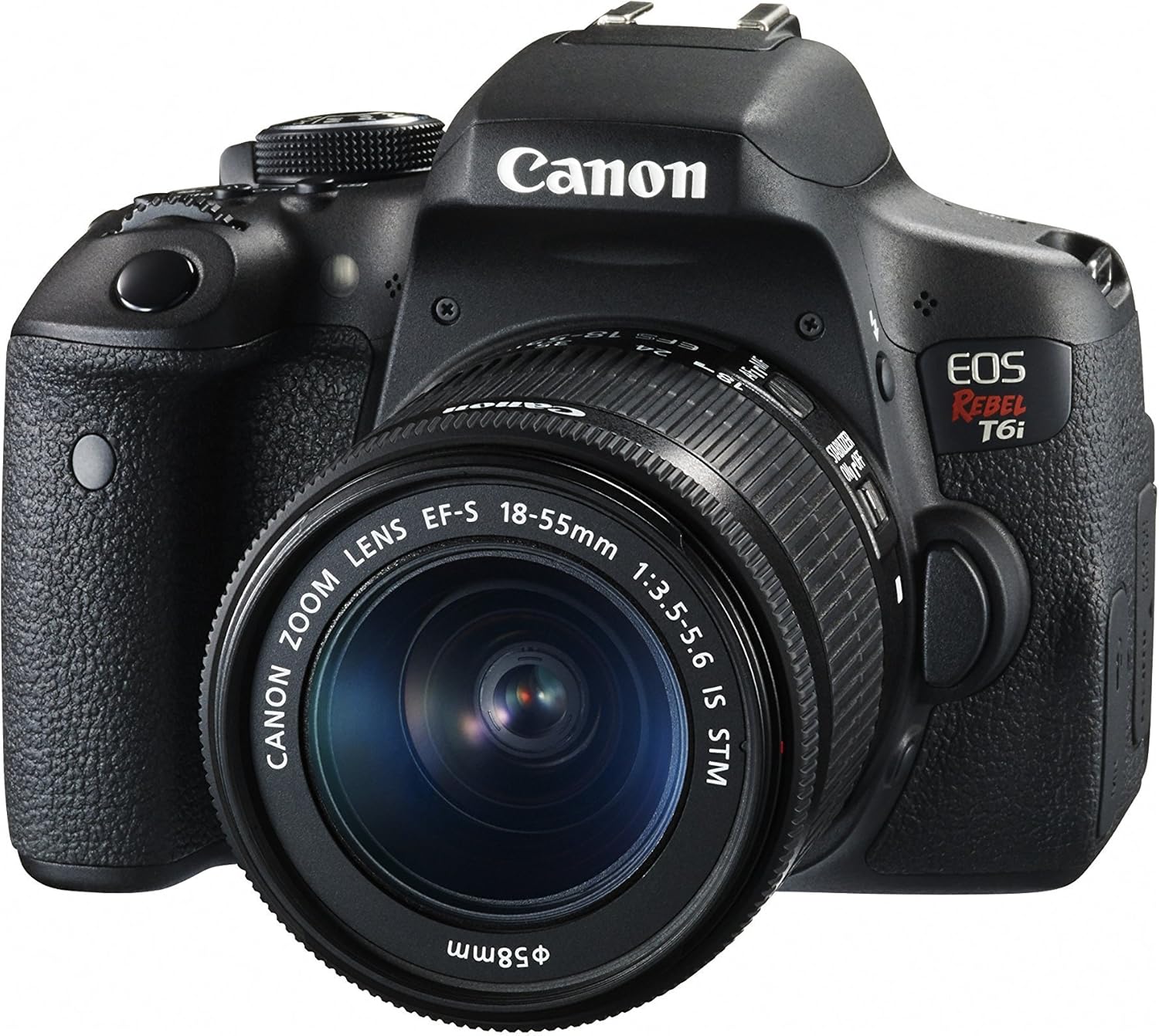Canon EOS Rebel T6i Digital SLR with EF-S 18-55mm IS STM Lens - Wi-Fi Enabled (Renewed) With 2 Year Warranty