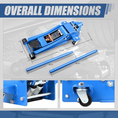 Auto Dynasty 4 Ton Low Profile Floor Jack, Heavy Duty Steel Hydraulic Car Jack with Dual Pistons Quick Lift Pump, Hydraulic Racing Floor Jack