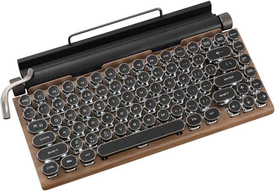 GUAZI STORE 83-Key Mechanical Keyboard dot Retro Typewriter Mechanical Keyboard Wireless Bluetooth Keyboard, Keyboard Gaming Mechanical