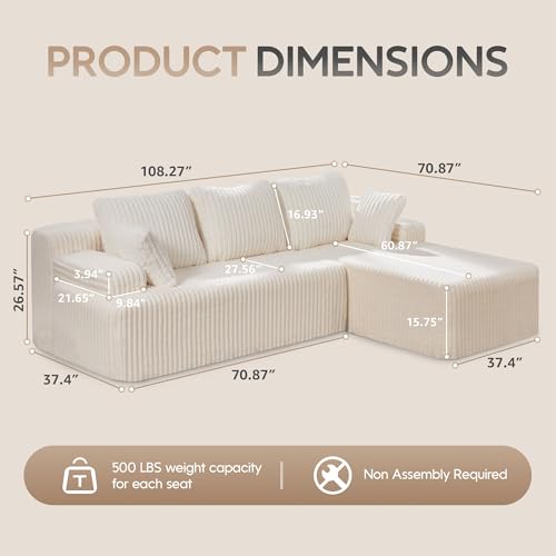 Modular Sectional Sofa Couches L-Shape Couch 3 Seat Modular Sofa Memory Foam Sectional Couches for Living Room