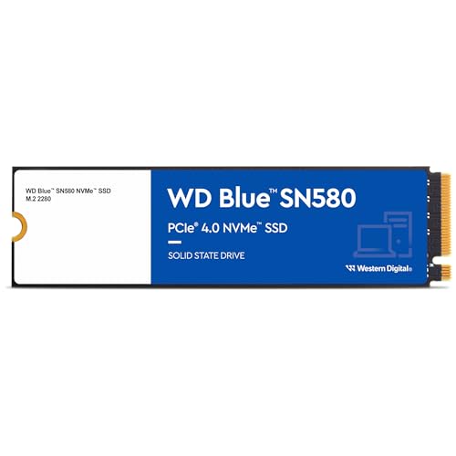 Western Digital 4TB WD Blue SN5000 NVMe Internal Solid State Drive SSD - PCIe Gen 4.0, M.2 2280, Up to 5,500 MB/s - WDS400T4B0E