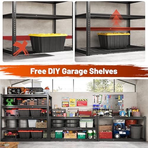 REIBII 48" W Garage Shelving 3000LBS Metal Shelving Heavy Duty Storage Shelves Adjustable Metal Shelf Industrial Pantry Shelves for Warehouse Garage
