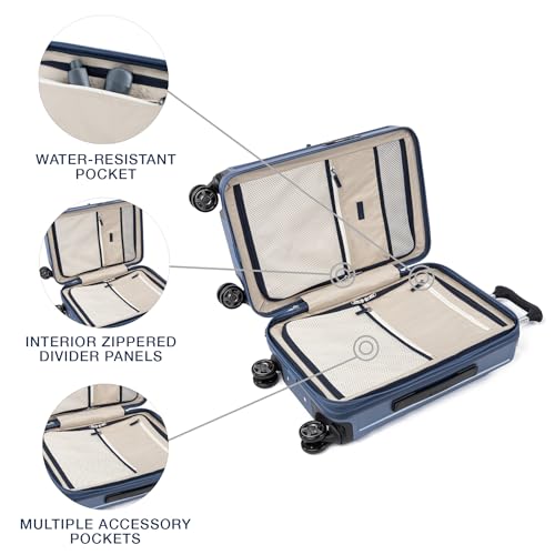 Travelpro Platinum Elite Hardside Expandable Carry on Luggage, 8 Wheel Spinner, TSA Lock, Hard Shell Polycarbonate Suitcase, Metallic Sand