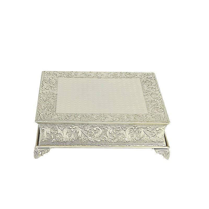 18x18 in Wide Gold Square Embossed Wedding Cake Stand Riser