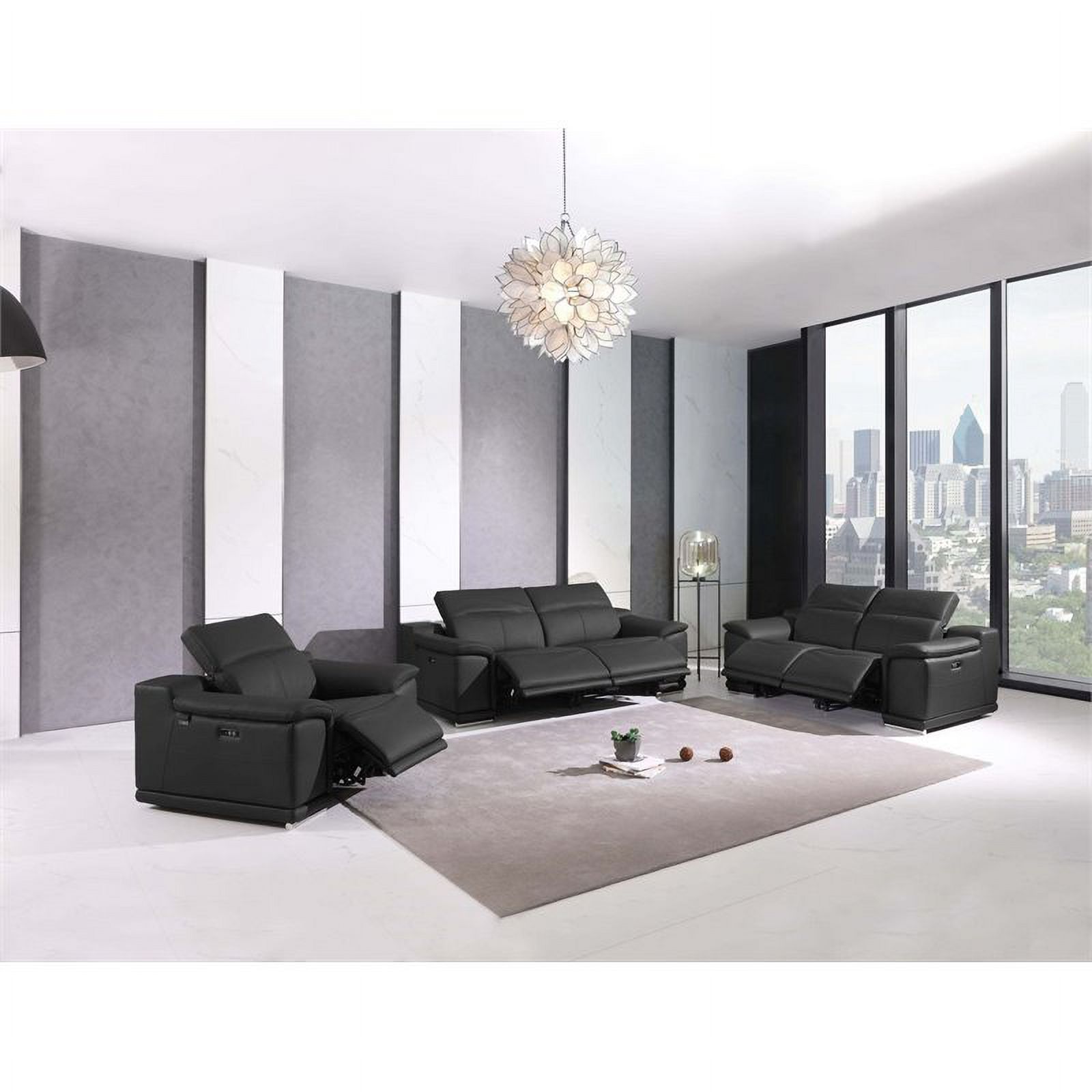 Titan Furnishings Genuine Italian Leather Power Reclining Chair in Dark Gray