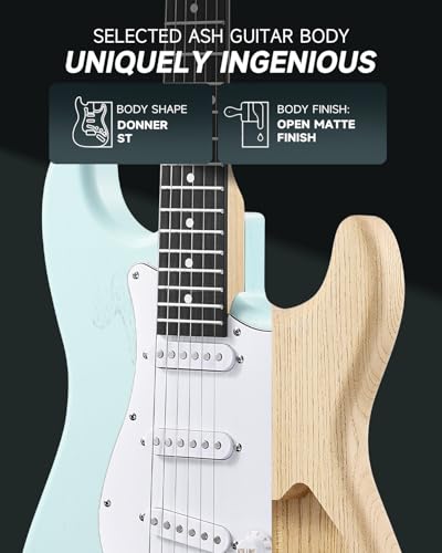 DONNER DST-80 Electric Guitar 39” Beginner Electric Guitar Kit with Amp, Classic SSS Pickup Complete with Gig Bag, Tuner, Capo, Strap, Picks