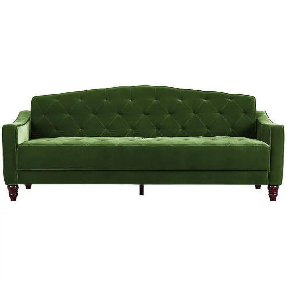 Novogratz Vintage Tufted Sofa Sleeper II, Green Velvet