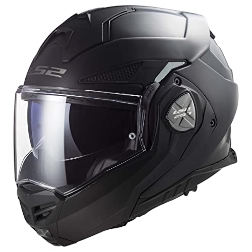 LS2 Helmets Advant X Modular Helmet with Integrated Cardo 4X Bluetooth (Matte Black - Medium)
