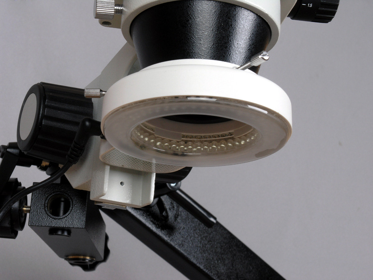 AmScope 3.5X-225X Binocular Articulating Arm Pillar Clamp 144-LED Zoom Stereo Microscope New