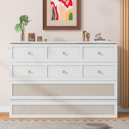 Ball & Cast Queen Size Solid Pine Murphy Bed Chest,Cabinet Hideaway Bed with Charging Station and Large Storage Drawer,Wood Wall Bed can be Folded