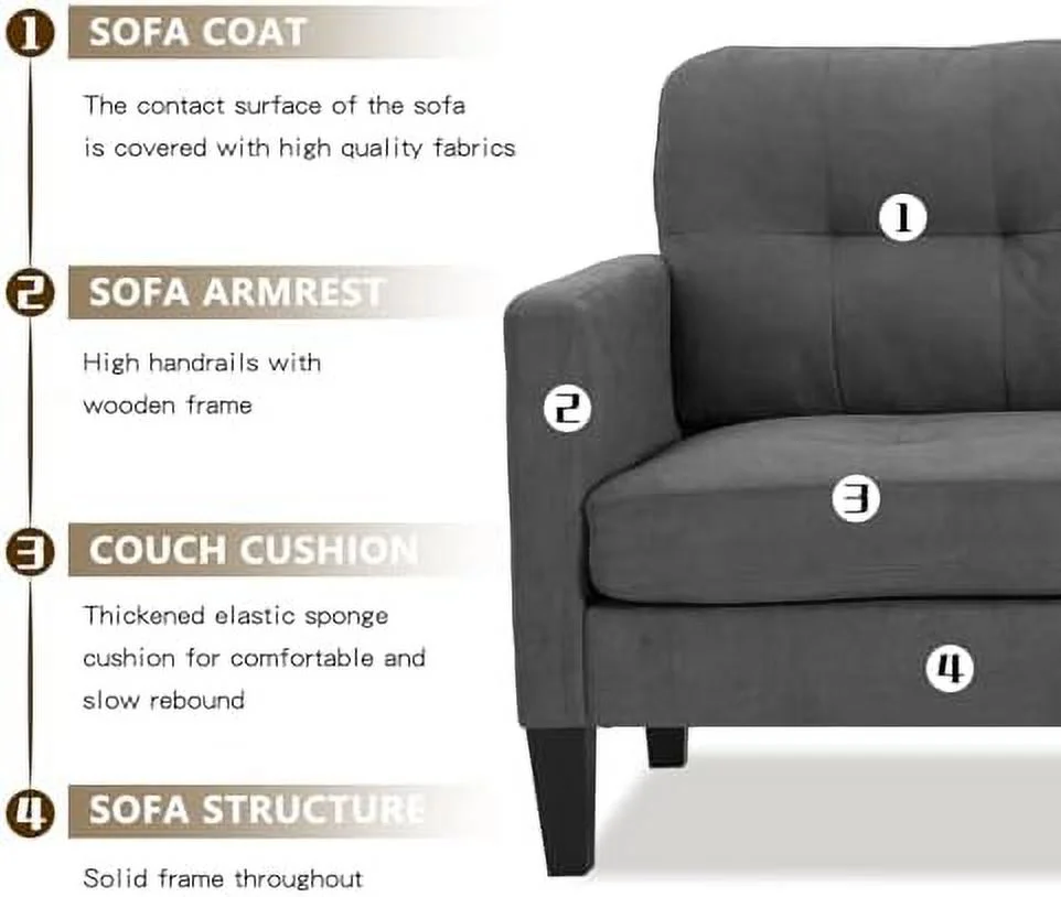 RUNFAYBIU Convertible Sectional Sofa Couch  L Shaped Couch with Reversible Chaise  3-Seat Sofa Sectional for Living Room and Small Space(Grey)