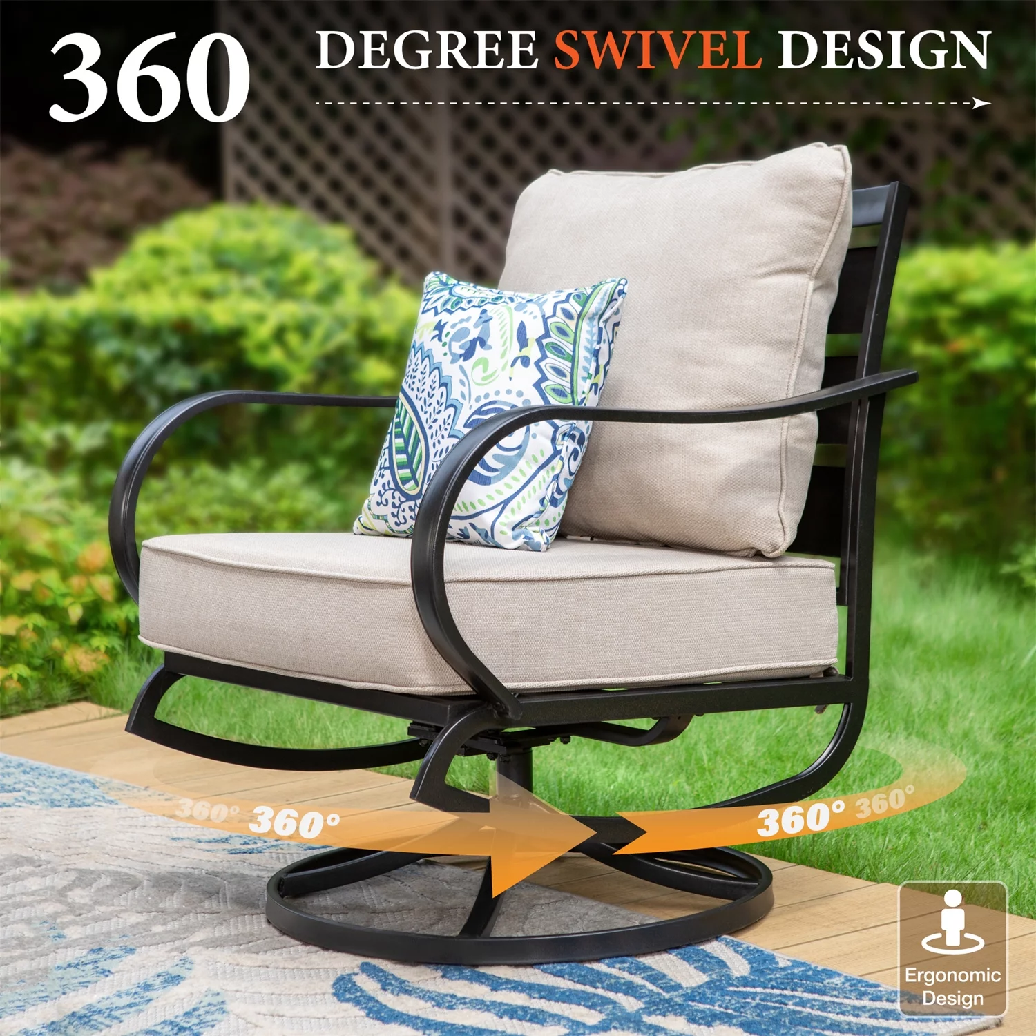 MF Studio 9-Seat Patio Conversation Set Metal Outdoor Furniture Sofa Set for 9 Person Beige