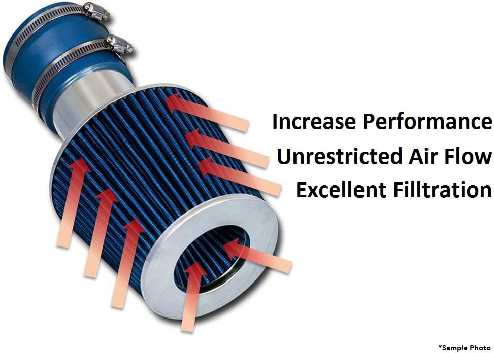 Heat Shield Cold Air Intake Kit & Blue Filter Combo Compatible for 2010-2015 Camaro V8 6.2L