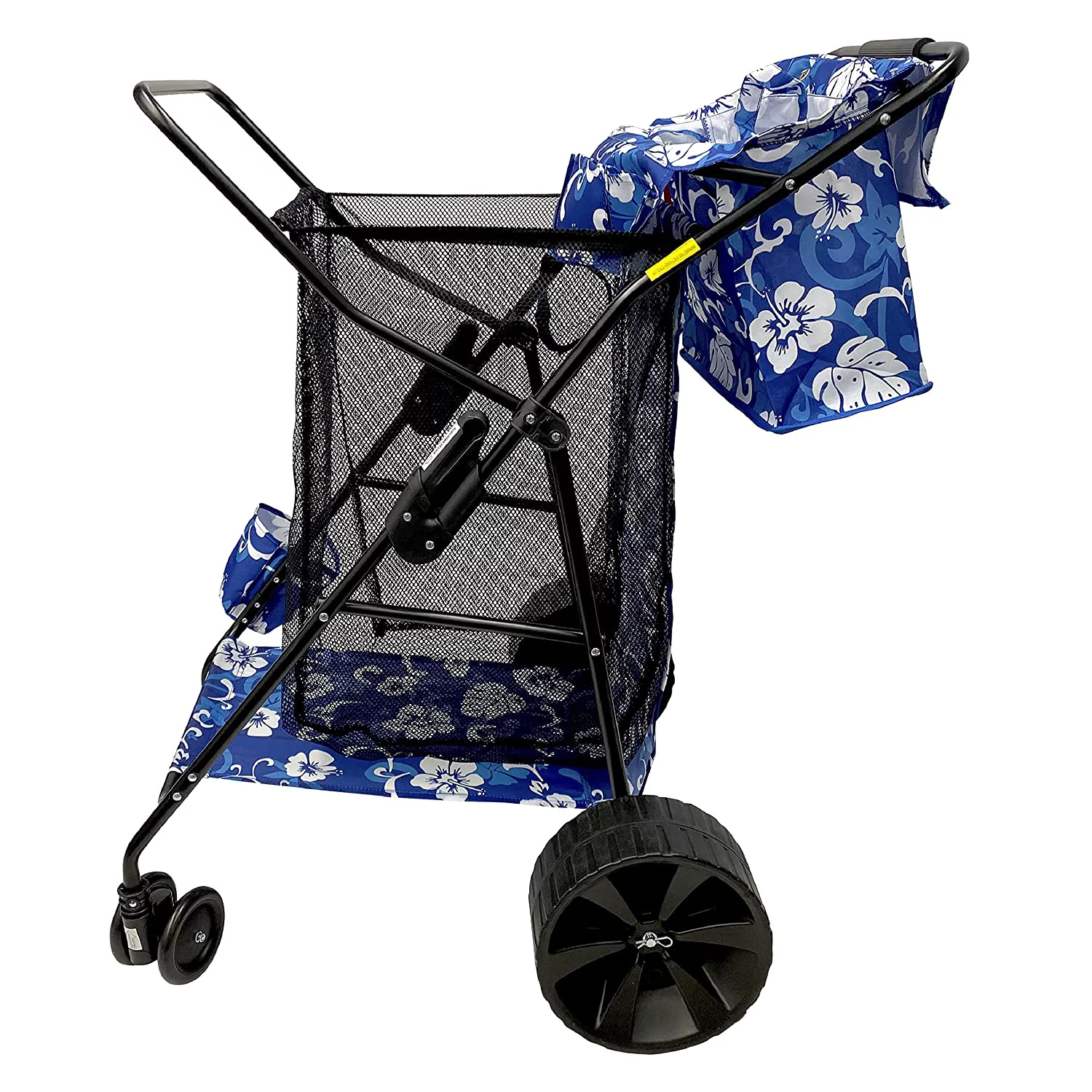 Beach Umbrella Wagon Cart Deluxe  Heavy Duty Folding Ocean Utility Cart  Large Sand Wheels  Holds 4 Beach Chairs  Storage Pouch