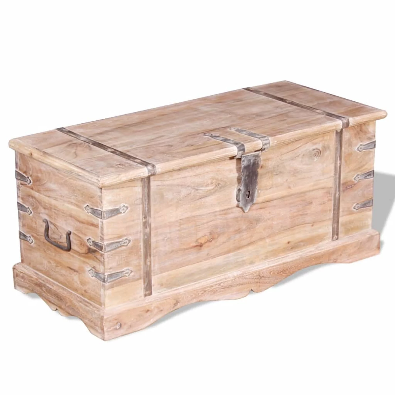 Dcenta Wooden Storage Chest, Acacia Wood Storage Box, Wooden Trunk Brown for Living Room, Bedroom, Closet