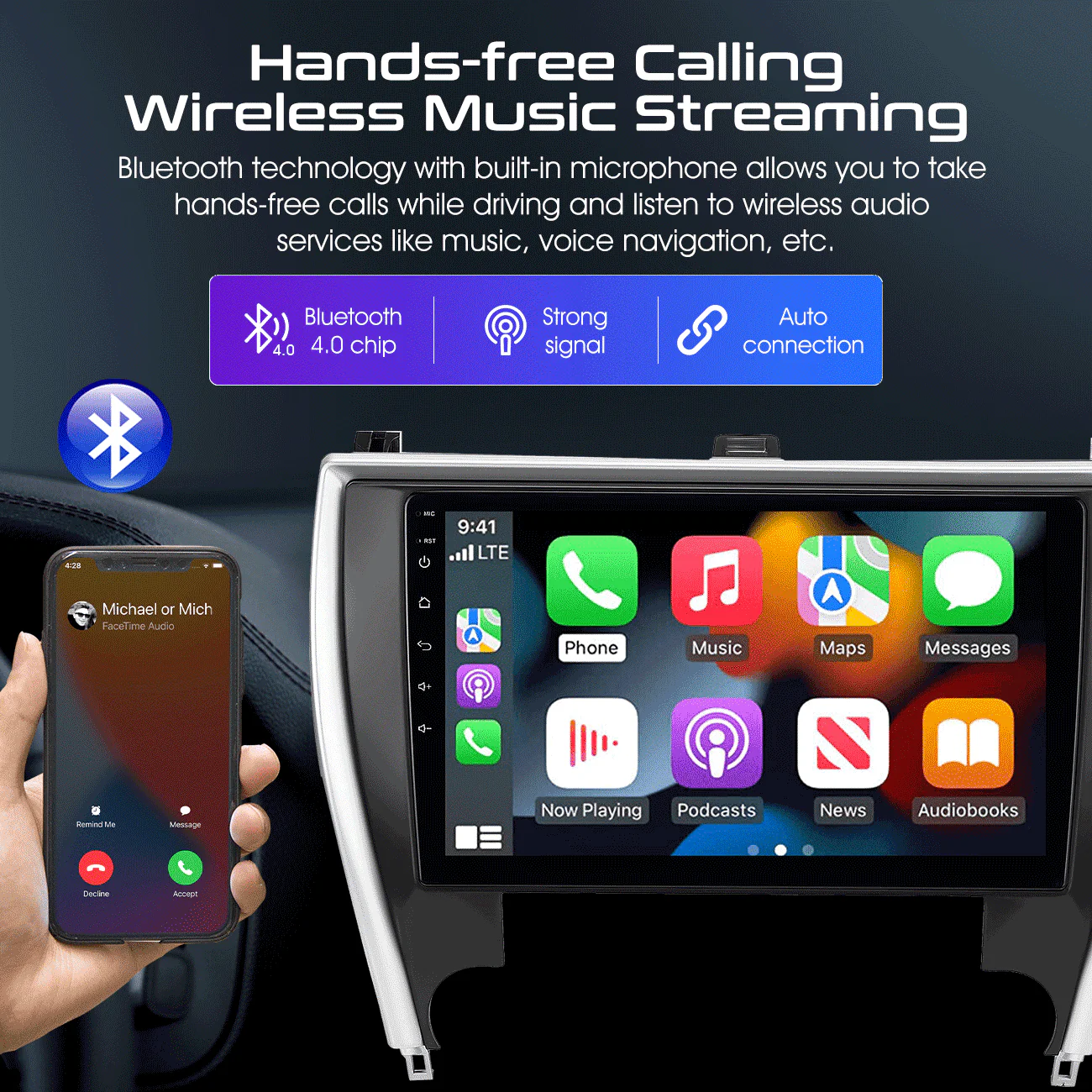 For 2015-2017 Toyota Camry 10.1in Carplay Android 12 Car Stereo Radio GPS Navi