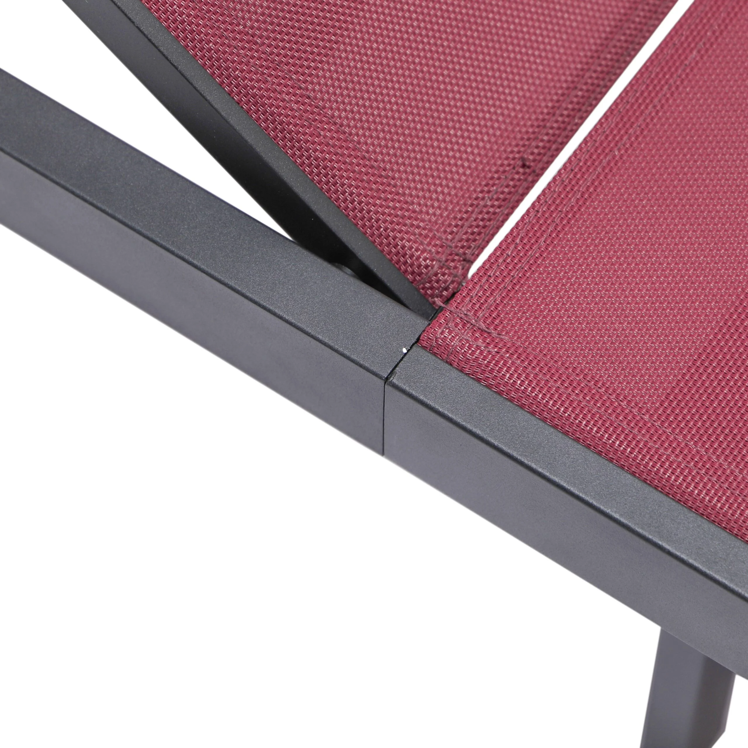 LeisureMod Marlin Poolside Outdoor Patio Lawn and Garden Modern Black Powder Coated Aluminum Frame Suntan Sling Chaise Lounge Chair