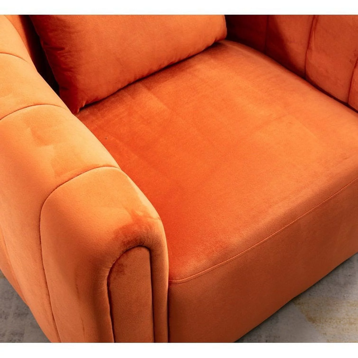 Bonzy Home Swivel Barrel Chair with Plump Pillow, Modern Channel Velvet Accent Chair, Comfy Round Armchair