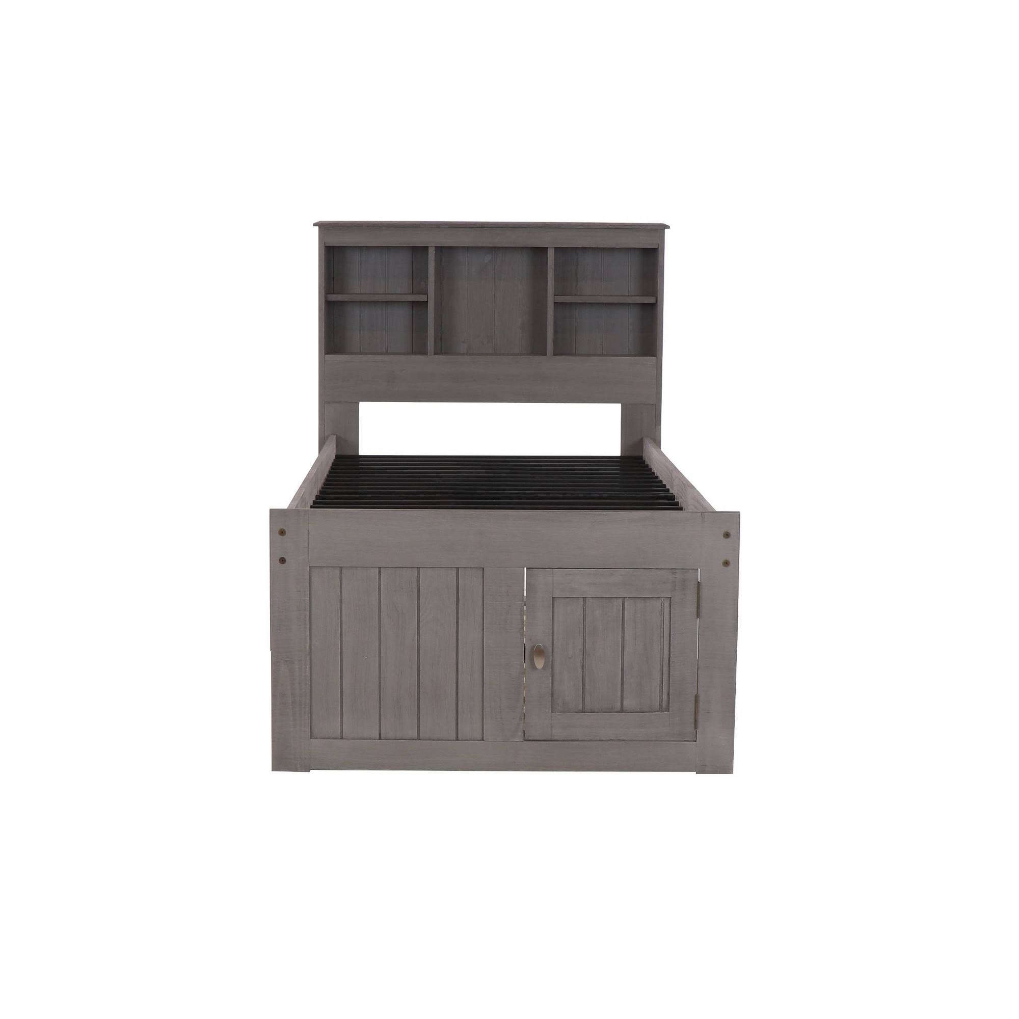 Discovery World Furniture Charcoal Twin Bookcase Bed with 3 Drawers and Trundle