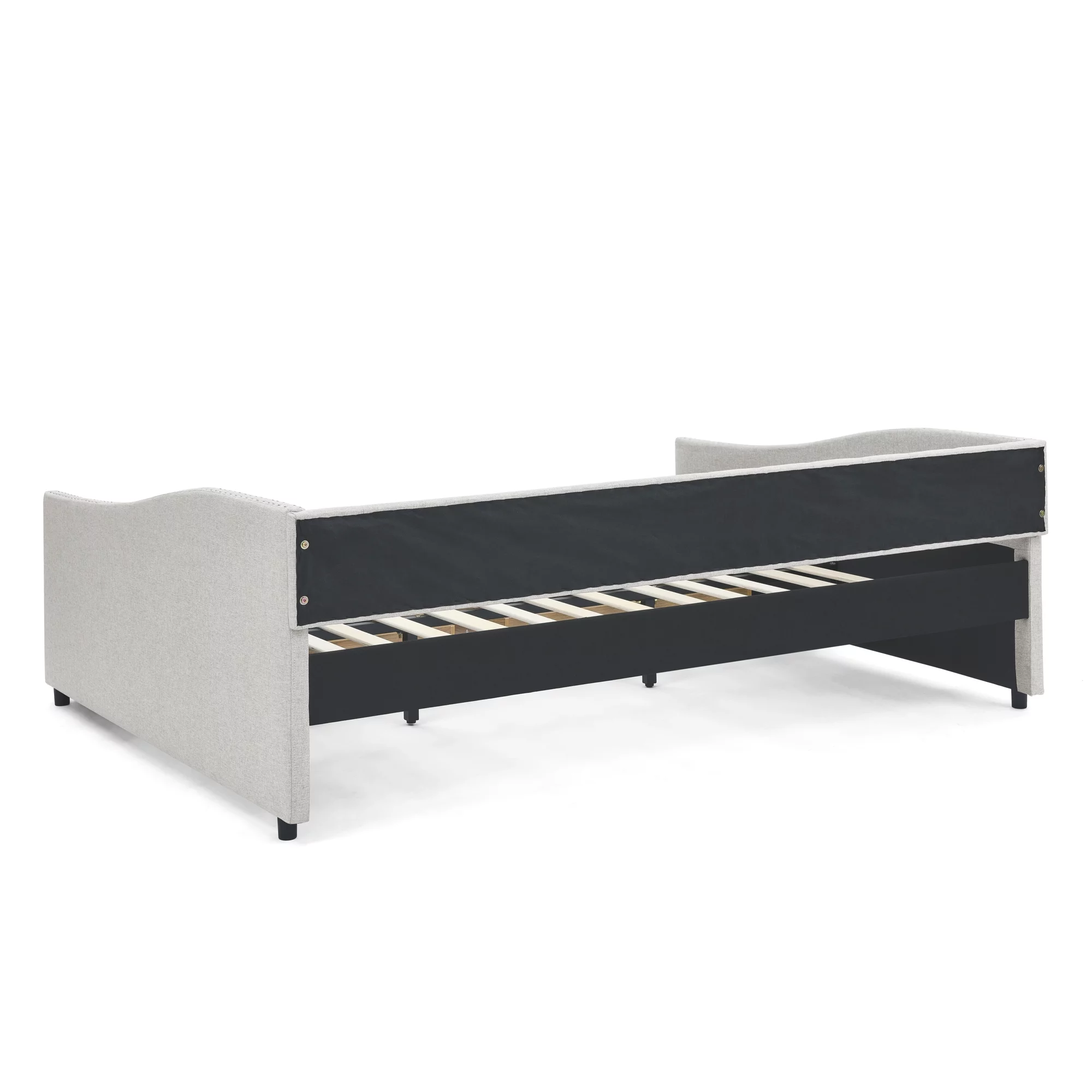 Momspeace Upholstered Daybed with Drawers, Modern Fabric Queen Size Daybed Frame Sofa Bed, No Box Spring Needed, Space Saving - Beige