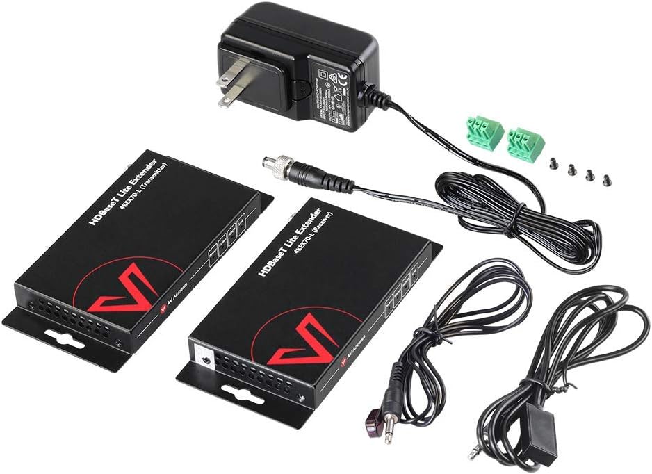 AV Access HDBaseT HDMI Extender Over Single Cat5e/6a/Cat7 Ethernet 4K@60Hz 130ft, 1080P@120Hz 230ft, PoE IR RS232 HDCP2.2, HDR, CEC, EDID (4KEX70-L)