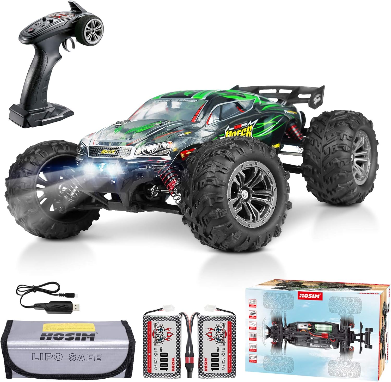 Hosim 52+ KMH 2845 Brushless RC Cars 1:16 Scale Large Size Remote Control Monster Truck for Boys-All Terrain 4WD Electric High Speed Off Road Hobby