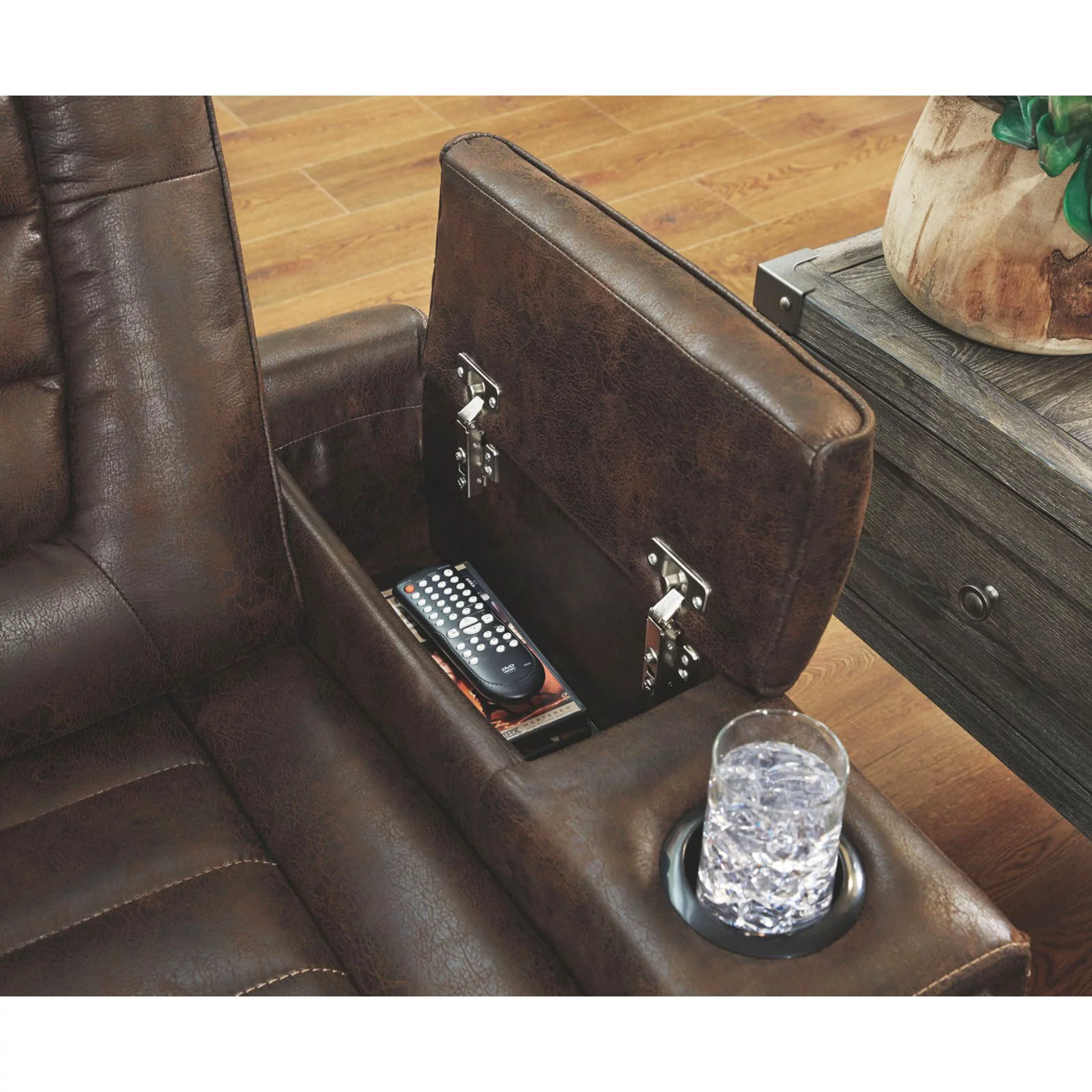 Signature Design by Ashley Game Zone Power Reclining Sofa in Bark